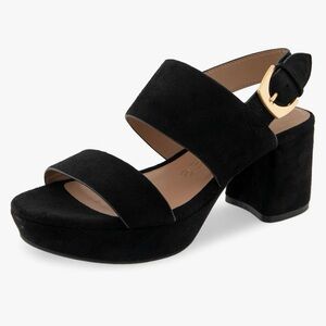 AEROSOLES Black Suede Camilia Sandals